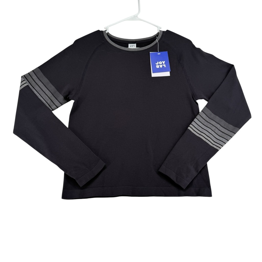 JoyLab Seamless Tee Slim Fit Women X-Large Long Sleeve Black Thumbholes Athletic